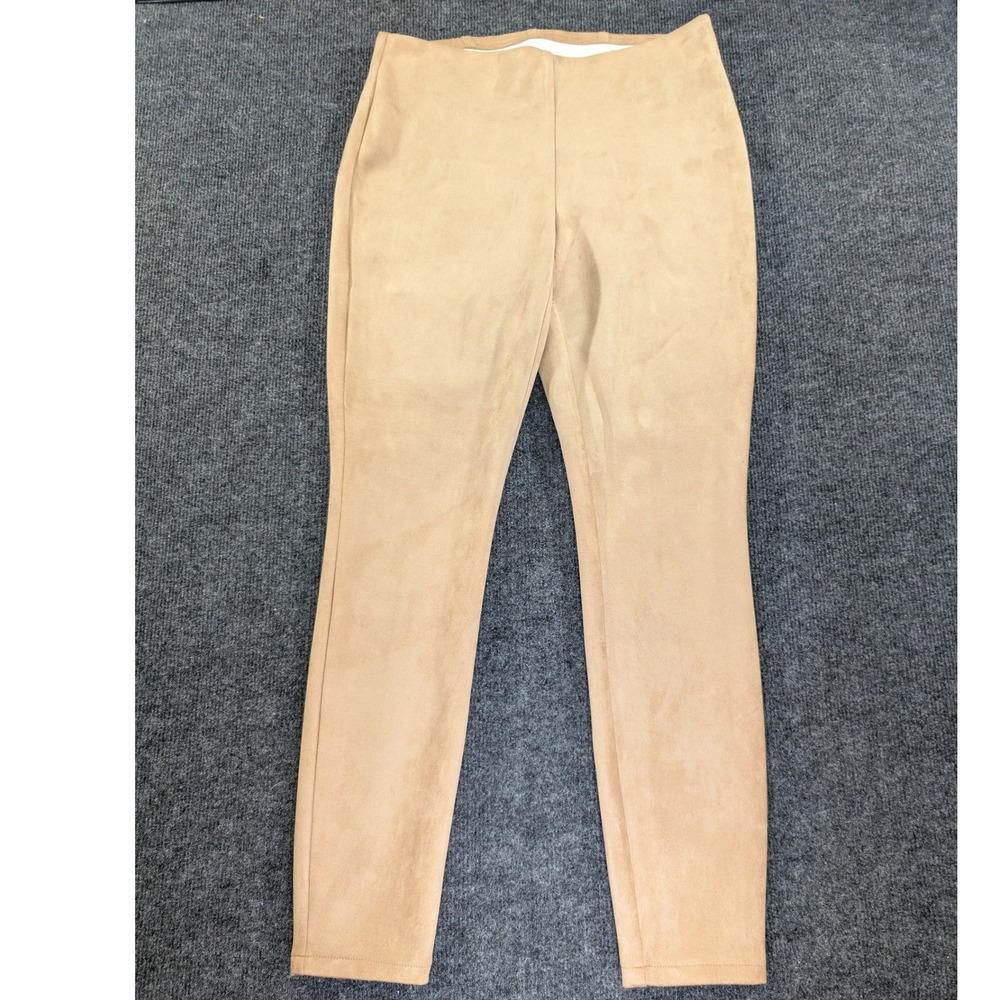 Chico's Faux Suede Leggings Women 0R Small Tan Excellent Pull On Tapered Pants